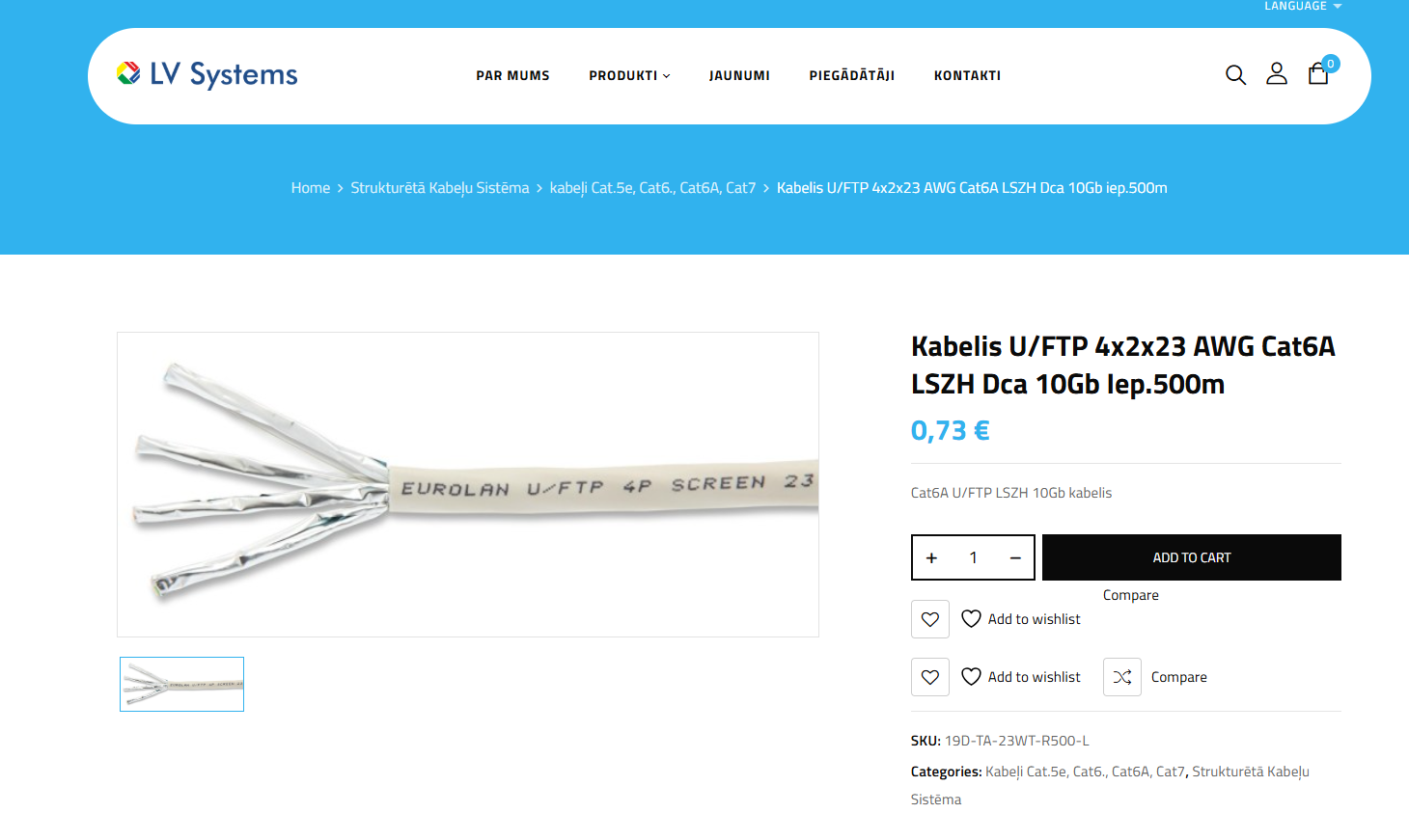 Página de detalle de producto con datos importados desde Excel