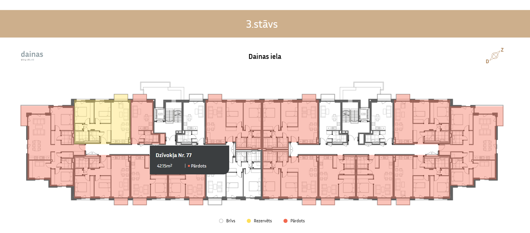 Plano de piso detallado con información sobre el estado y tamaño del apartamento.